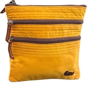 Dooney & Bourke Yellow Nylon
Triple Zip Crossbody Bag 7.5" × 8"
Adjustable Strap